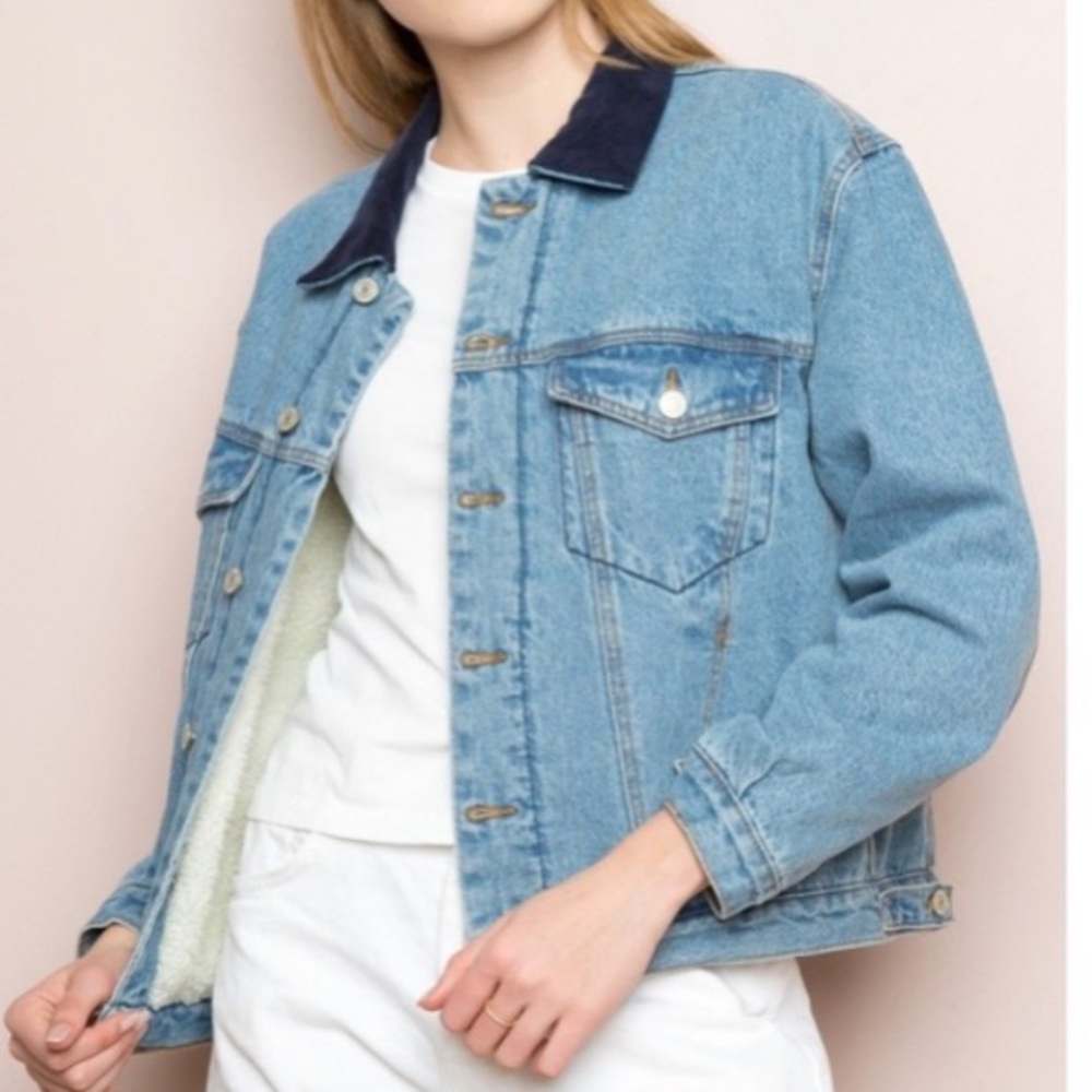 Brandy Melville Denim Jacket Sherpa Lined